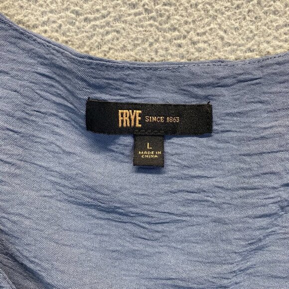 Frye Women's Size Large Blue Wrap Long Sleeve Blouse,Preppy - Picture 4 of 11